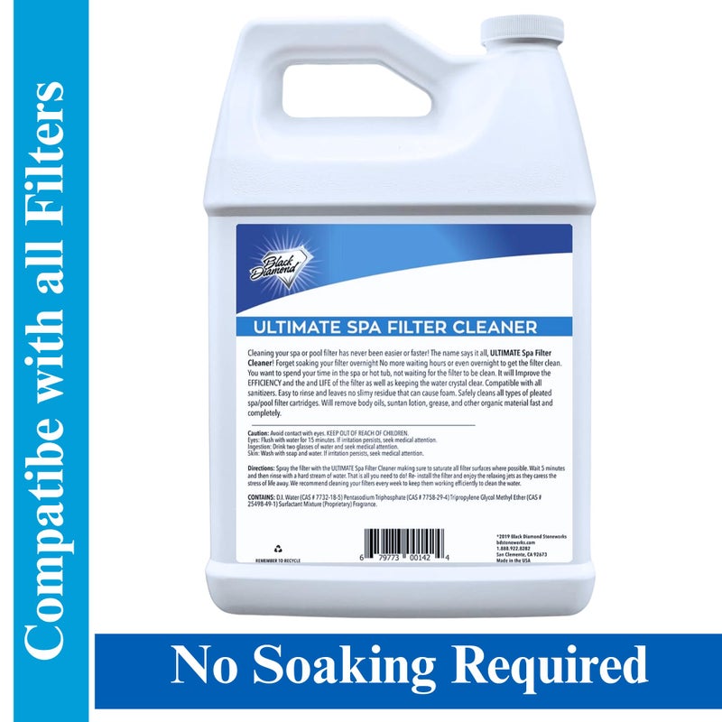 Black Diamond Stoneworks Ultimate Spa Filter Cleaner Fast-Acting Spray. Instant clean for Hot Tub & Pool Filters leaving behind no sticky residue. Prolongs filter life and pool equipment. No soaking. (1-Gallon) - Image 2