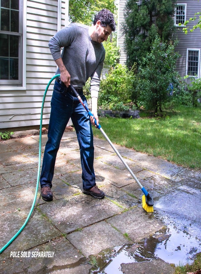 Unger Professional HydroPower Lock-On 10” Bi-Level Scrub Brush, Cleaning Supplies, Scrubber Tool, Compatible with Waterflow Poles, Use in Garage, Driveway, Deck, Concrete, Cement, and Brick - Image 2