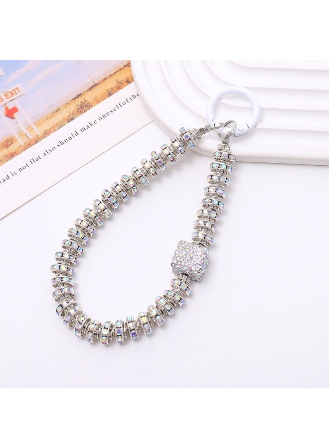 NIBEMINENT Super Cute Beaded Phone Charm – Trendy Phone Chain Wrist Strap, Shining Beads Chain Lanyard for Cell Phone