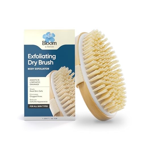 Bloom by Boldcare Bloom by Bold Care Exfoliating Oval Dry Bath Brush | For Lymphatic Drainage & Cellulite Appearance | Sheds Dead Skin Cells & Prevents Ingrown Hair | Wooden Bath Brush with Natural Bristles | (1 unit) - Image 1