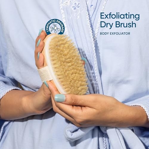 Bloom by Boldcare Bloom by Bold Care Exfoliating Oval Dry Bath Brush | For Lymphatic Drainage & Cellulite Appearance | Sheds Dead Skin Cells & Prevents Ingrown Hair | Wooden Bath Brush with Natural Bristles | (1 unit) - Image 2