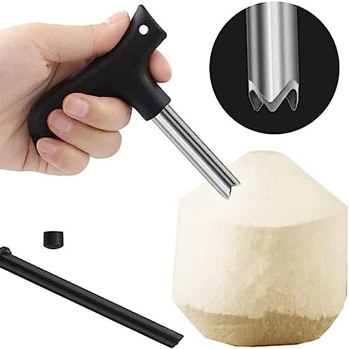 Baskety Stainless Steel Coconut Opener Driller Knife Tool with Cleaning Stick Easy Fresh Coconut Water Opener Meat Remover (Pack of 4) - Image 5