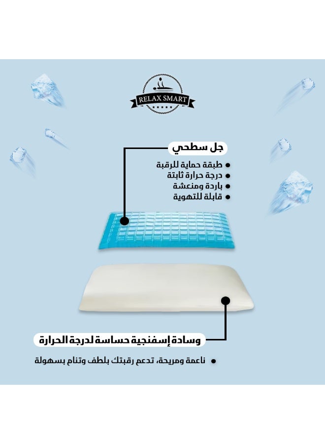 Relax Smart Medical Neck Support Sleeping Pillow with Cooling Gel Technology – Ergonomic Memory Foam Pillow for Neck Pain Relief, Cervical Spine Alignment & Comfortable Sleep, Size 60×40 cm - Image 2