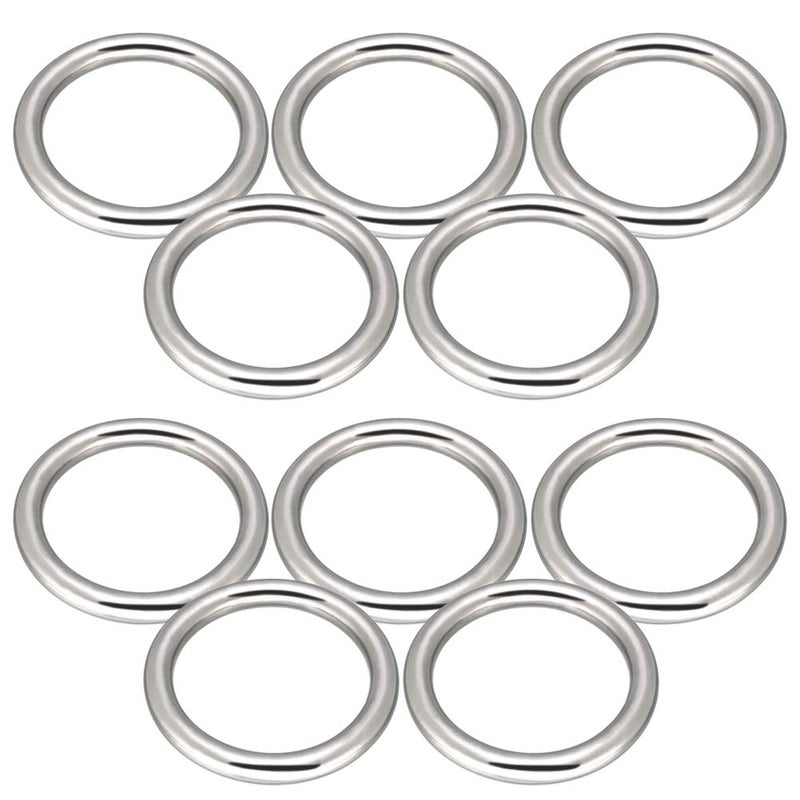 Abimars 2" Seamless Metal O Ring, 10 Pack 304 Stainless Steel Rings Load 320lbs, Solid, Heavy Duty Multi-Purpose Metal O-Ring for Macrame,Dog Leashes - Image 1