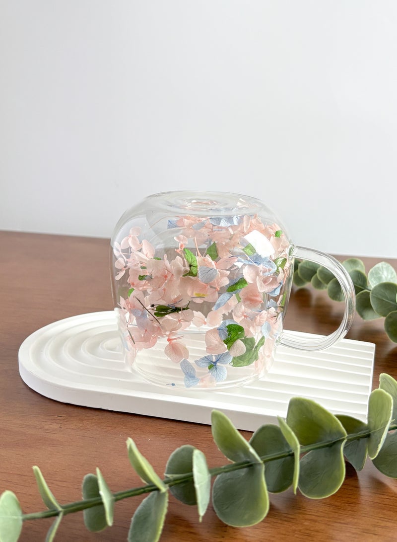 YOLOLAND Double Walled Insulated Glass Coffee Mug 250ml Transparent Clear Cup with Pink Flower Petals for Everyday Use Tea Matcha Home Office Gift - Image 5