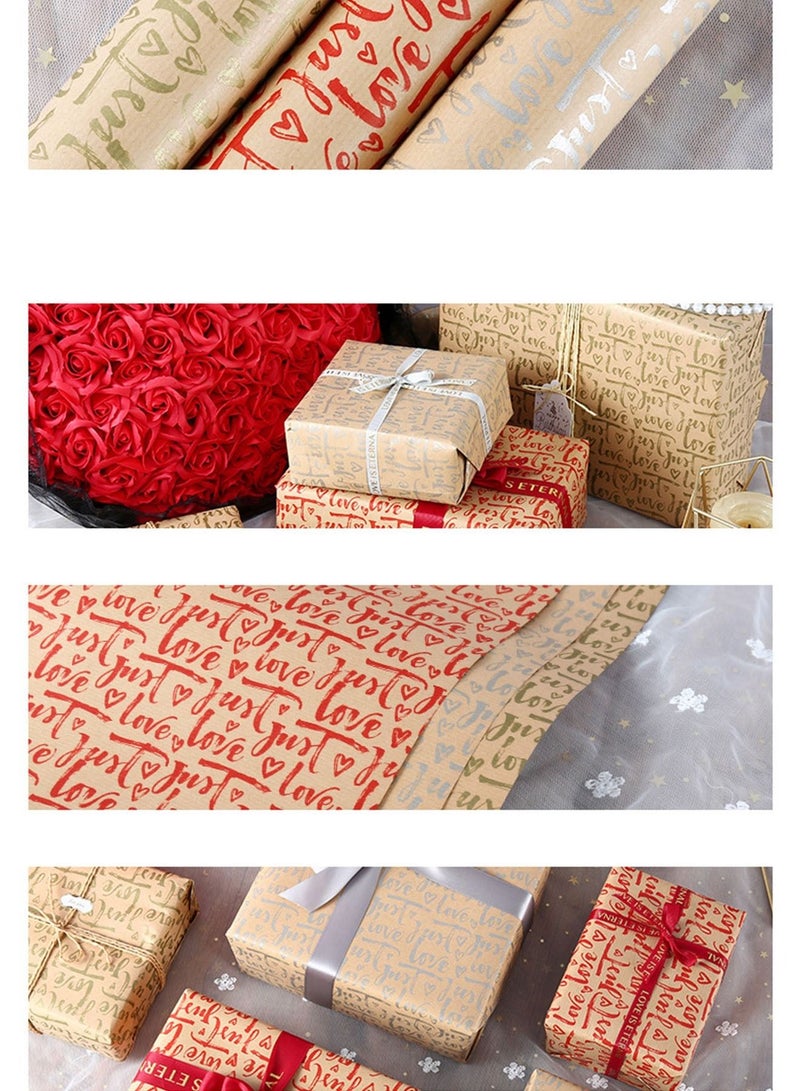 6 Sheets Gift Wrapping Paper Set with Love Couple Boyfriend and Girlfriend Series Paper for Her Him Girls Boys Gift for Party Birthday Holiday Wedding - Image 2