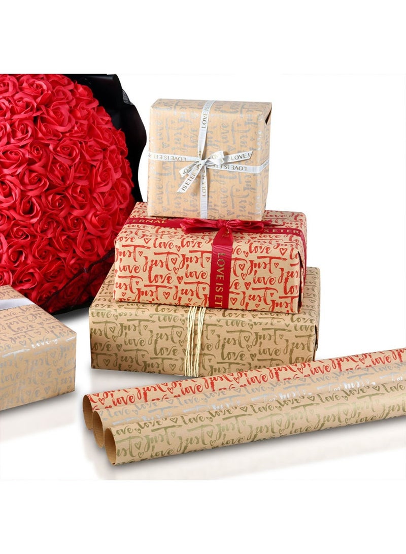6 Sheets Gift Wrapping Paper Set with Love Couple Boyfriend and Girlfriend Series Paper for Her Him Girls Boys Gift for Party Birthday Holiday Wedding - Image 4
