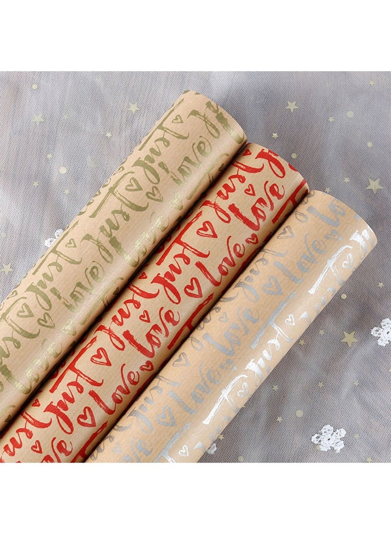 6 Sheets Gift Wrapping Paper Set with Love Couple Boyfriend and Girlfriend Series Paper for Her Him Girls Boys Gift for Party Birthday Holiday Wedding - Image 3