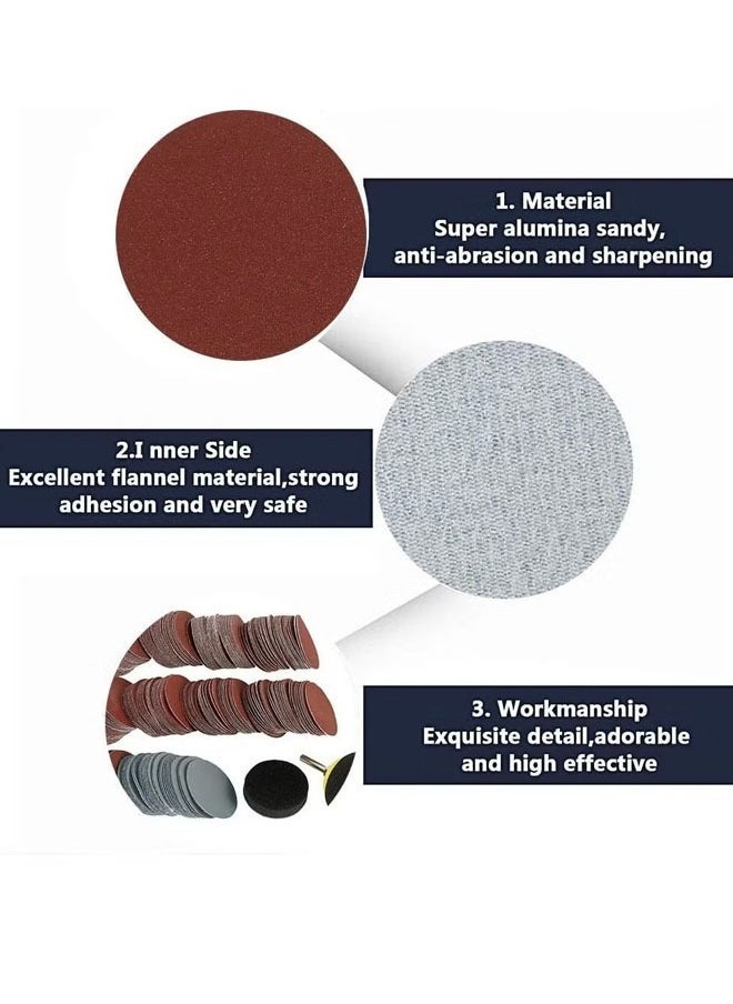 303 Pcs Sanding Discs Pads 50 mm Hook and Loop Pads with a Quarter inch Shank Backing Pad and Foam Buffering Pad - Image 3