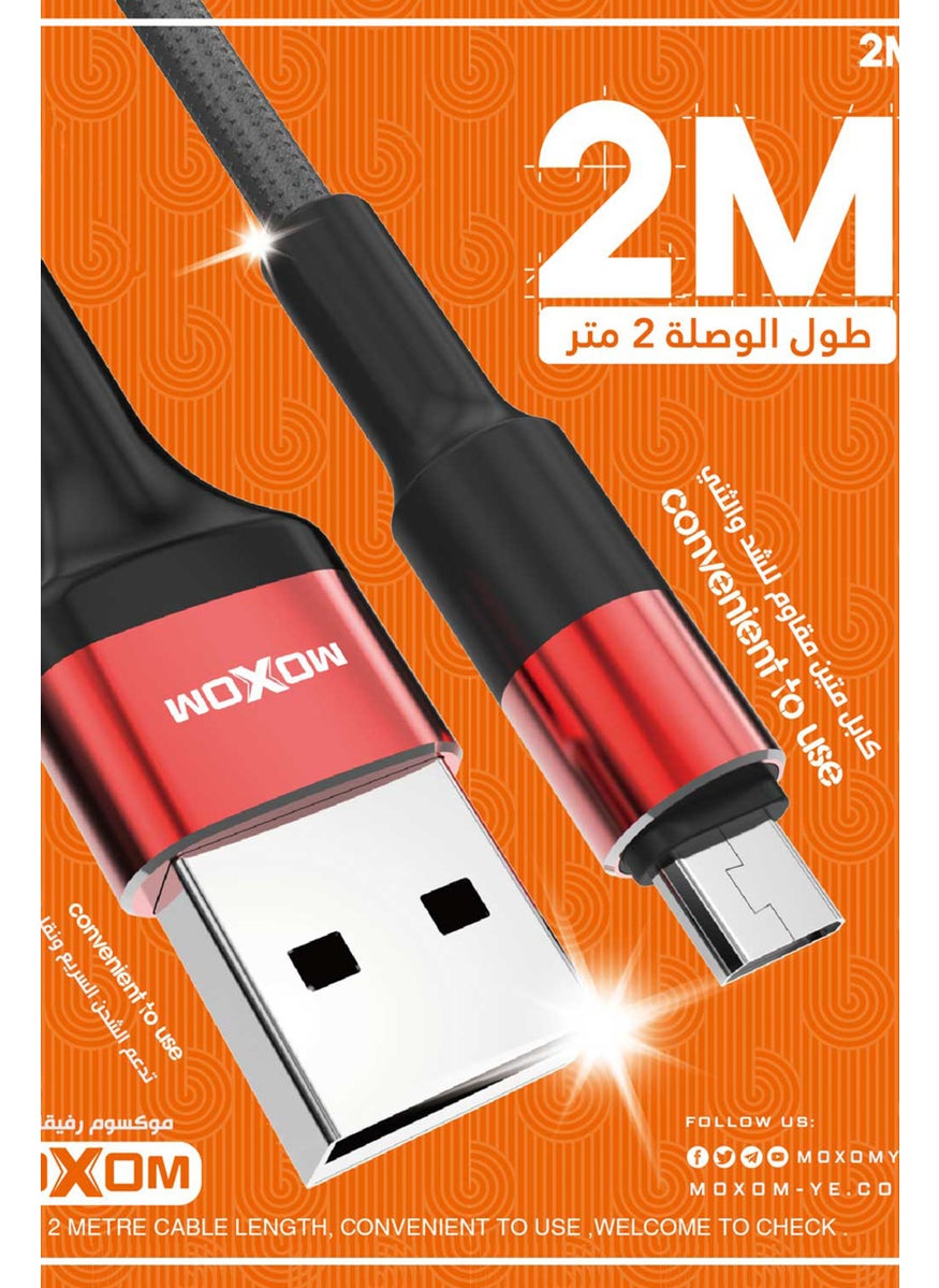 MOXOM MX-CC54 2 Meter Charging Cable, Black  - Image 4