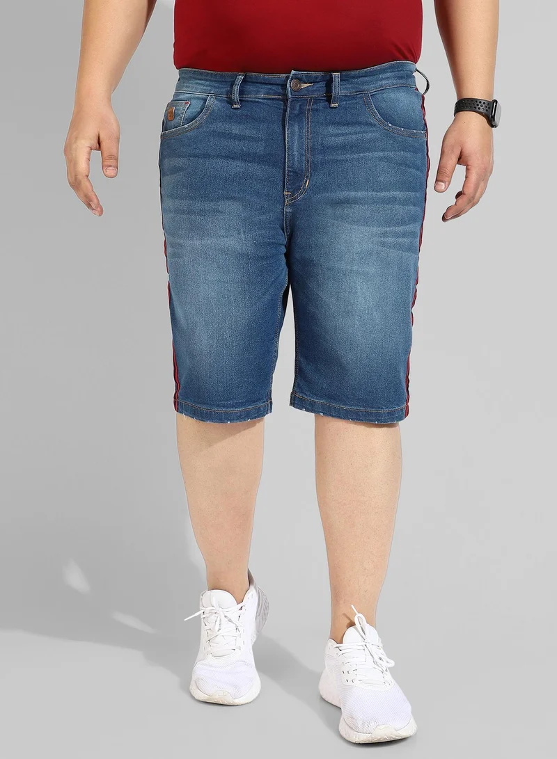 انستافاب بلس شورت رجالي كلاسيكي باللون الأزرق متوسط الغسل من قماش الدنيم