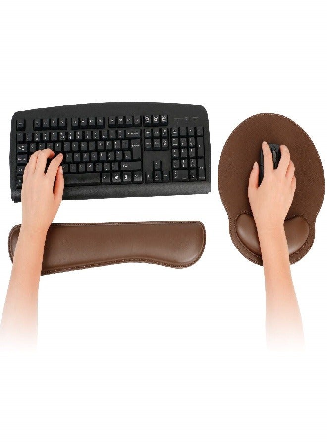 Ergonomic PU Leather Keyboard Wrist Rest and Mouse Pad with Wrist Support, Memory Foam Set for Computer/Laptop,Gaming and Office, Comfortable for Easy Typing & Pain Relief (Brown) - Image 4