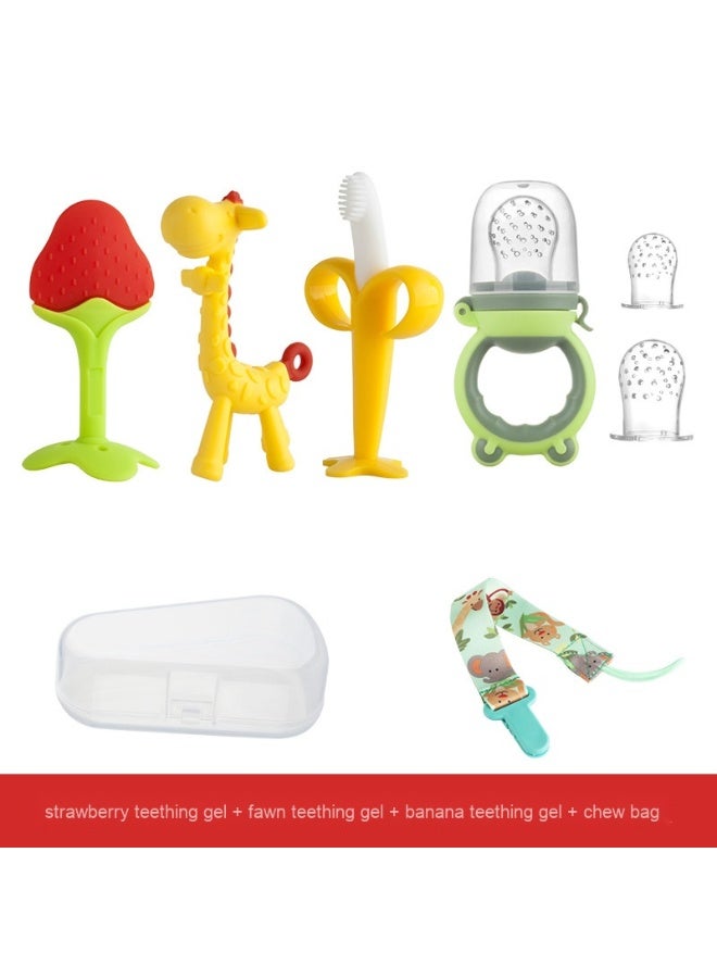 Baby Fruit Chew – Mushroom, Banana, Giraffe & Matchstick Monkey Teething Toys 