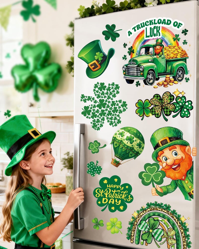 JMHACHY St Patricks Day Window Clings - 9 Sheets 88Pcs Reusable Saint Patricks Day Decorations for Home Office, Shamrock Rainbows Window Stickers for Glass, Double-Sided Large Decals - Image 5
