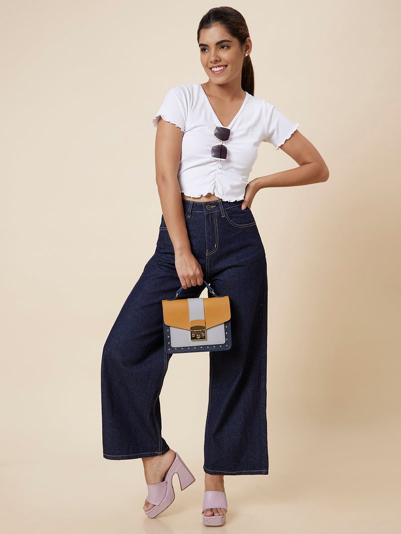 globus Globus Women Blue Mid-Rise Wide Leg Fit Light Fade Jeans  - Image 1