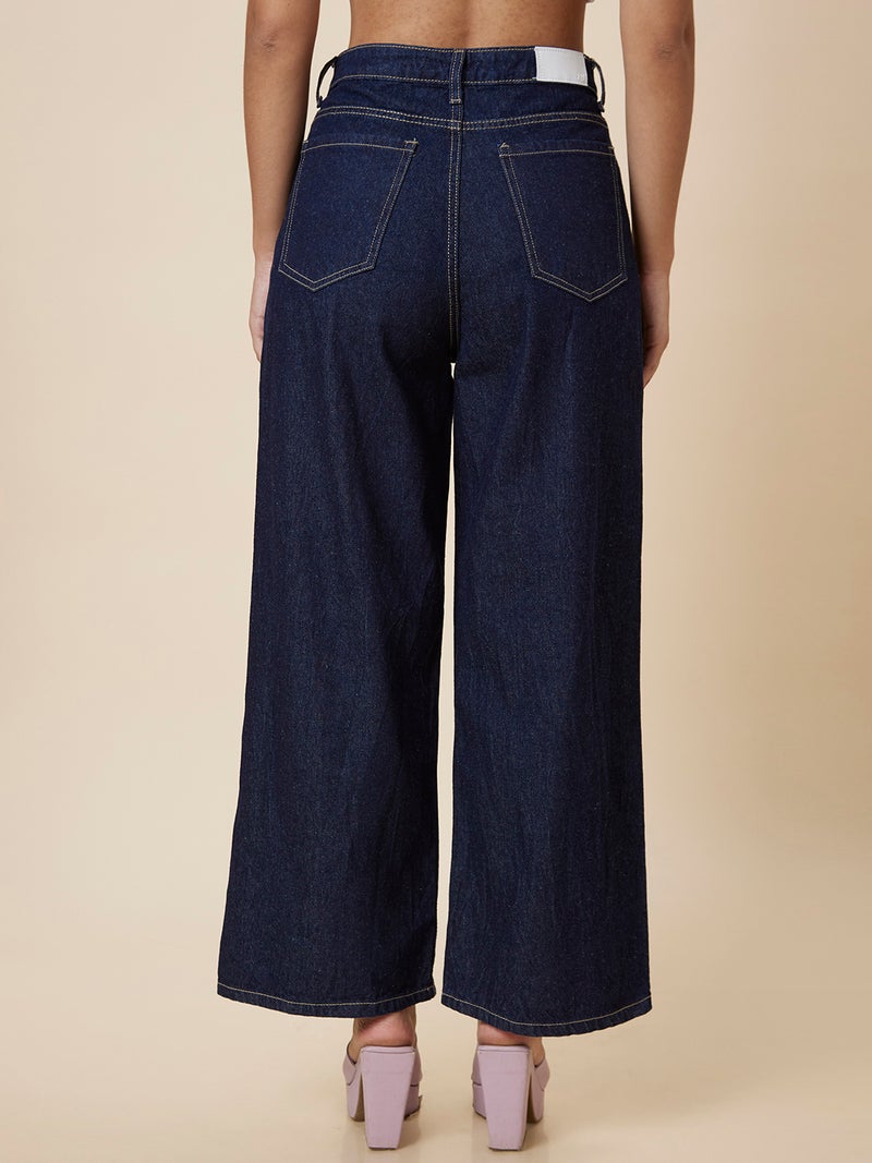 globus Globus Women Blue Mid-Rise Wide Leg Fit Light Fade Jeans  - Image 3