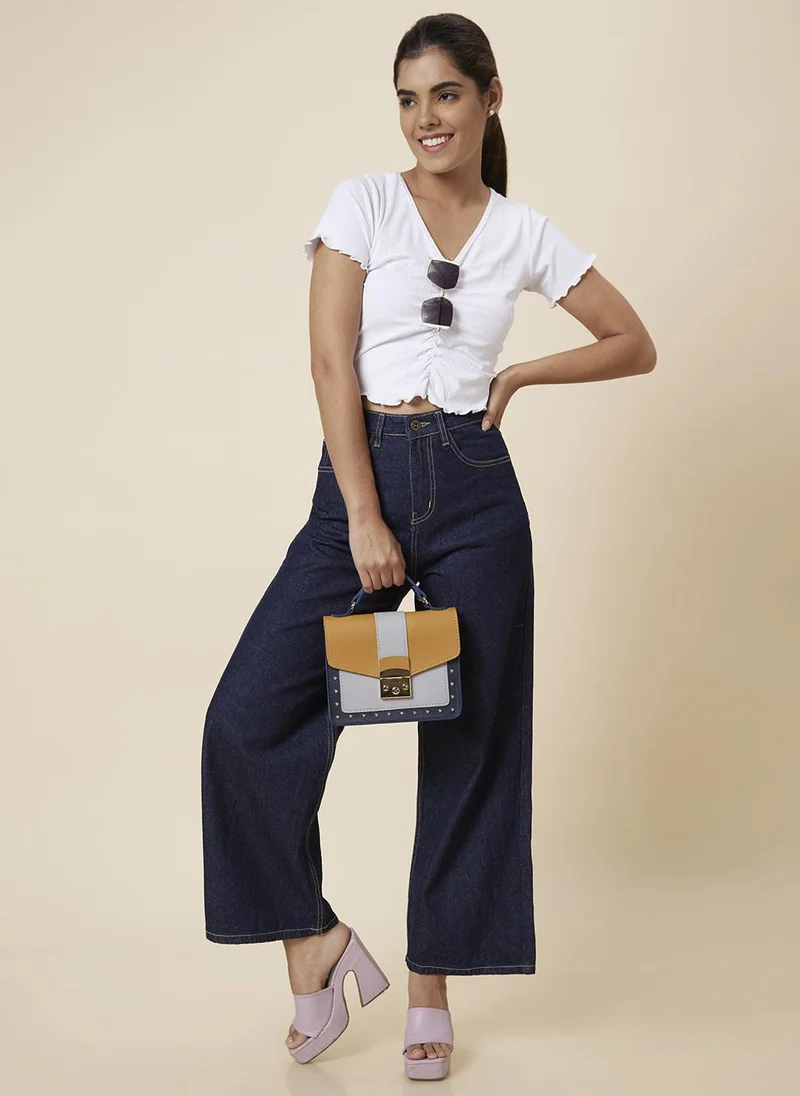 جلو باص جينز نسائي واسع الساق أزرق فاتح من جلوبس