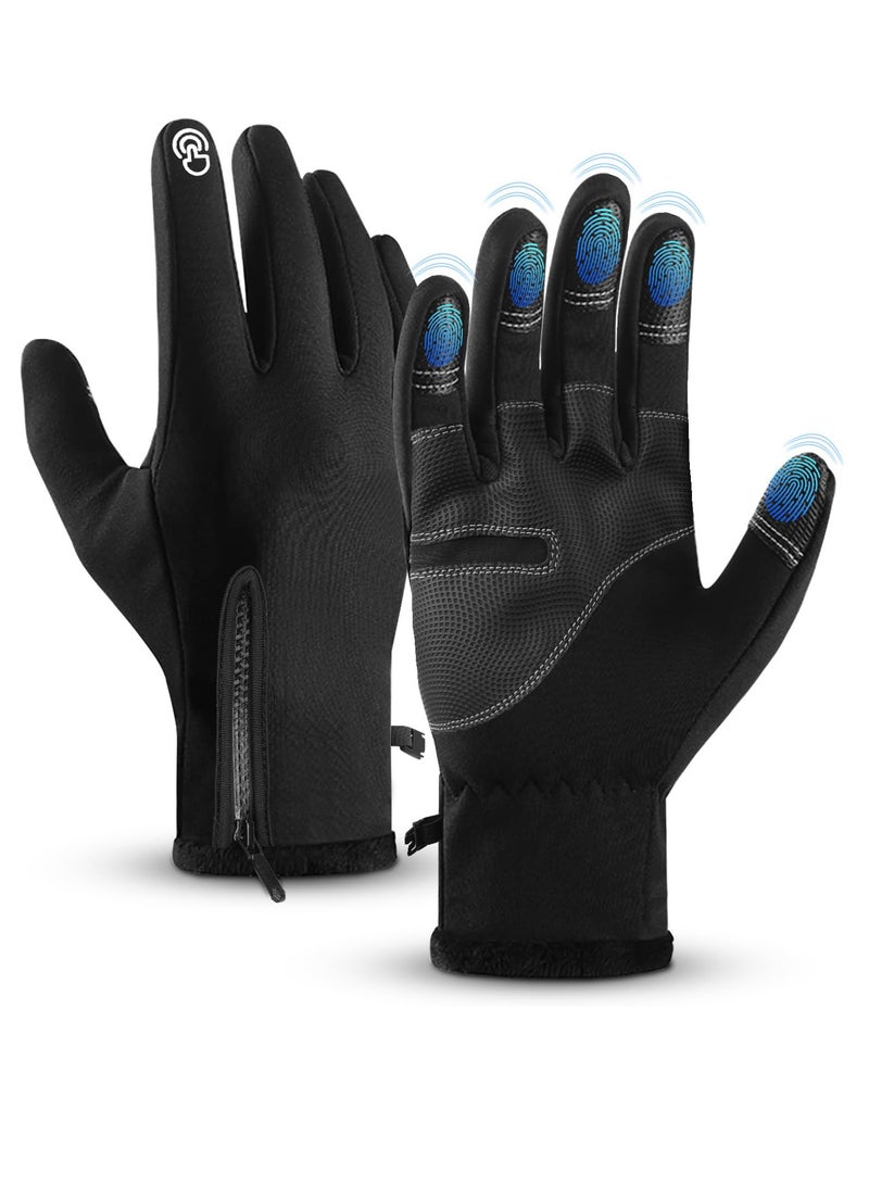 Excefore Winter Gloves, Men Women Touch Screen Glove, Classic Unisex Leather Gloves for Cycling, Running, and Fishing - Waterproof and Thermal for Men and Women  - Image 1