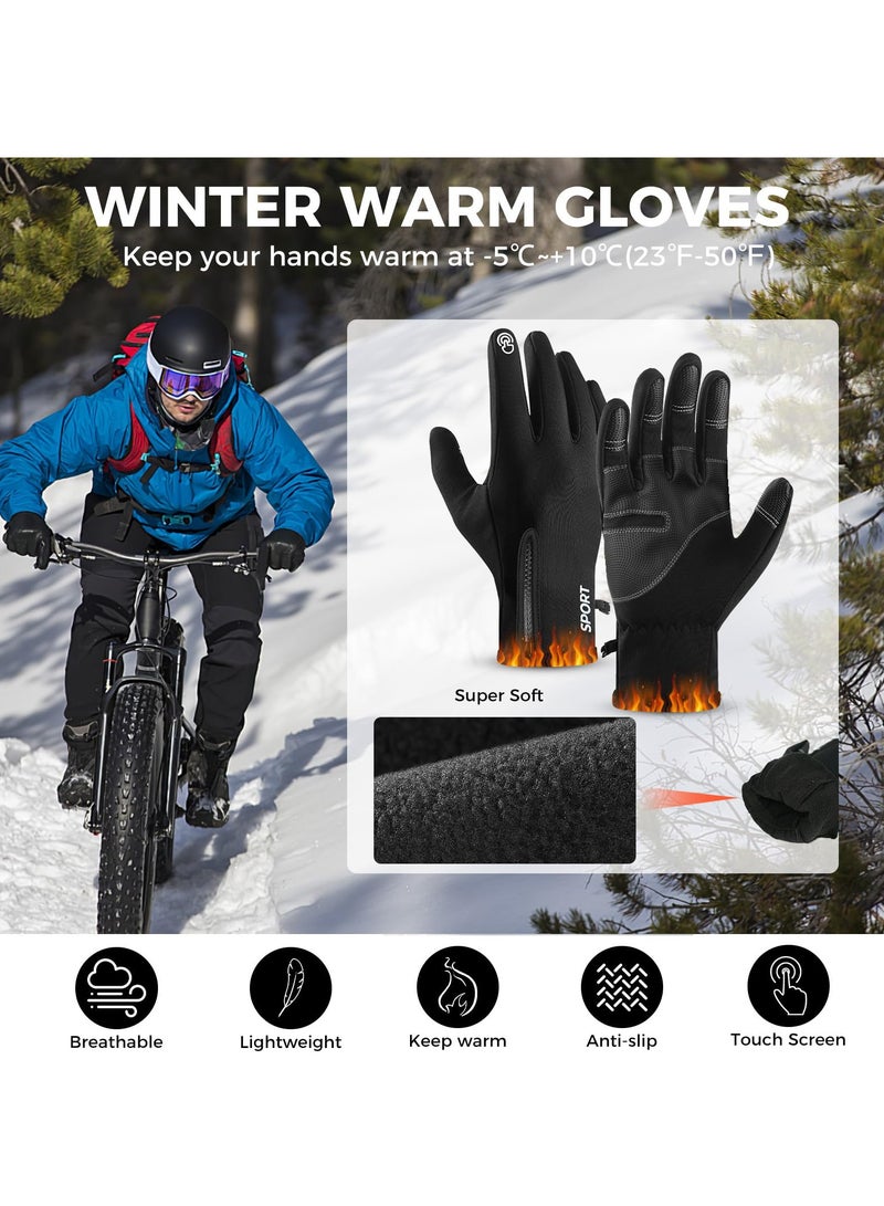 Excefore Winter Gloves, Men Women Touch Screen Glove, Classic Unisex Leather Gloves for Cycling, Running, and Fishing - Waterproof and Thermal for Men and Women  - Image 3