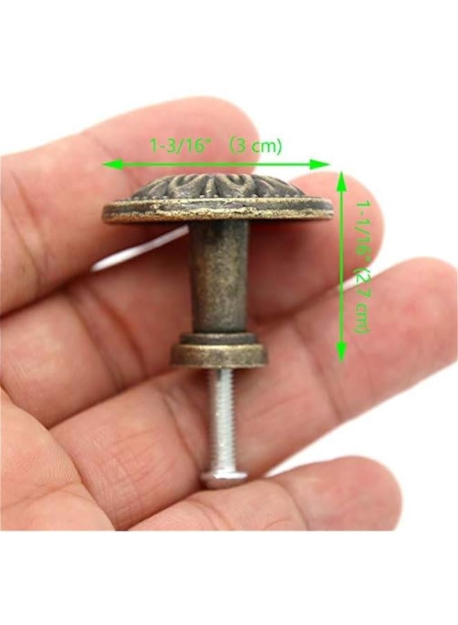 Set of 8 Vintage Antique Brass Cabinet Drawer Door Knobs with Floral Pattern Handles - Image 3