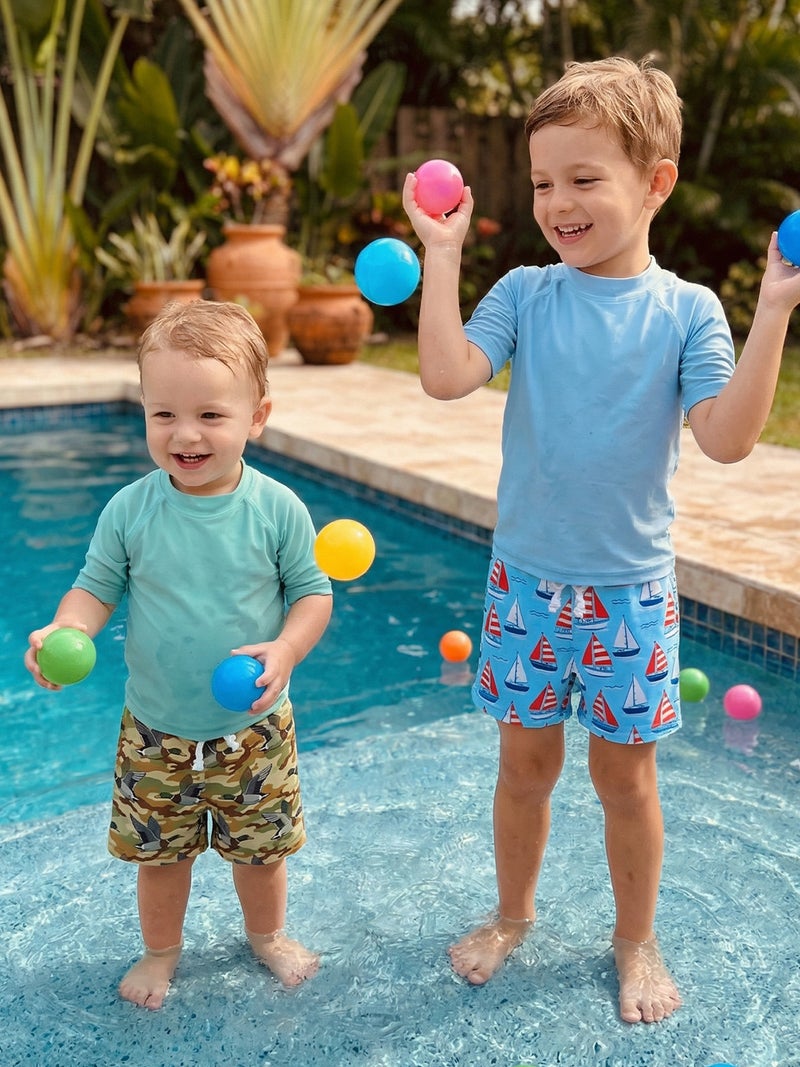 Toddler Baby Boy Swim Trunks Stylish Sailboat/Duck Print Casual Beach Shorts for Summer - Image 5