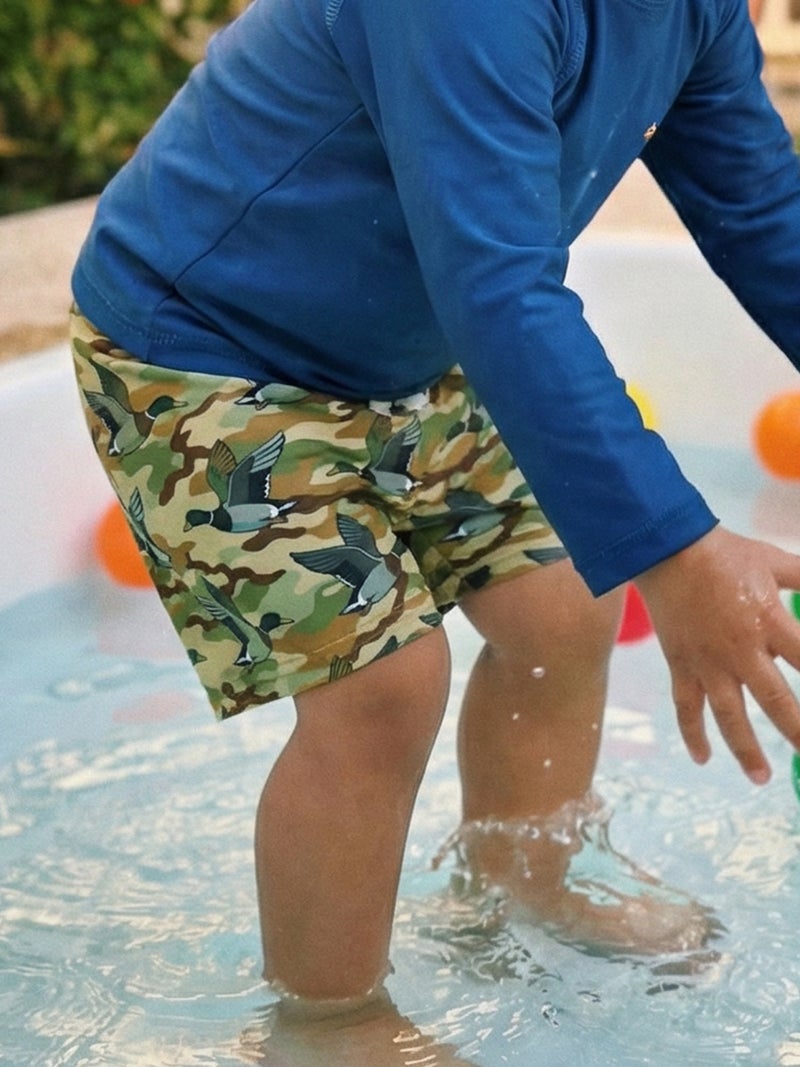 Toddler Baby Boy Swim Trunks Stylish Sailboat/Duck Print Casual Beach Shorts for Summer - Image 4