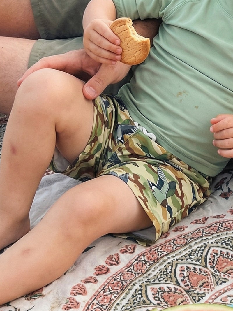 Toddler Baby Boy Swim Trunks Stylish Sailboat/Duck Print Casual Beach Shorts for Summer - Image 1