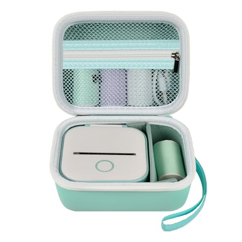 ANKHOH Label Maker Case for Memoking T02/ for Phomemo M02/ M02S/ M02 Pro/ Q30S/ for Nelko PM230/ for Anycash/for Ponek Mini Pocket Printer, Portable Sticker Paper Storage Holder - Box Only (Green) - Image 1