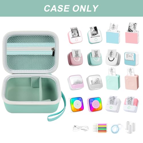 ANKHOH Label Maker Case for Memoking T02/ for Phomemo M02/ M02S/ M02 Pro/ Q30S/ for Nelko PM230/ for Anycash/for Ponek Mini Pocket Printer, Portable Sticker Paper Storage Holder - Box Only (Green) - Image 2