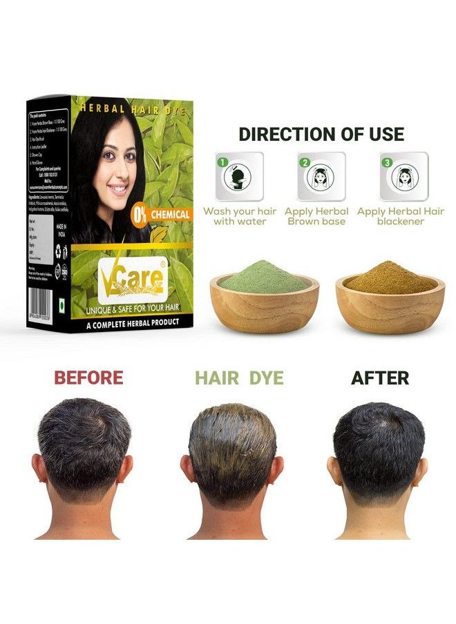 VCare مسحوق صبغ الشعر الطبيعي العشبي للرجال والنساء؛ يوضع على الشعر الجاف؛ صبغة شعر سوداء عضوية بنسبة 100% لتعزيز لون الشعر ولمعانه ونموه 60 جم (عبوة من 5 قطع) أسود  - Image 4