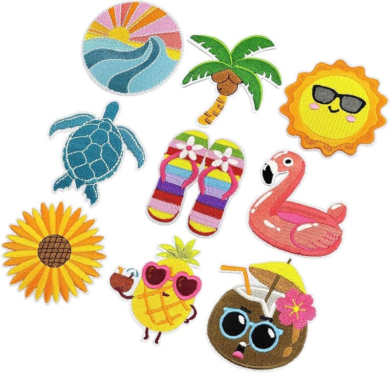 ملصقات حديدية على شكل موضوع عطلة كرتونية 9 قطع لإصلاح القبعات والأحذية والحقائب - Image 1