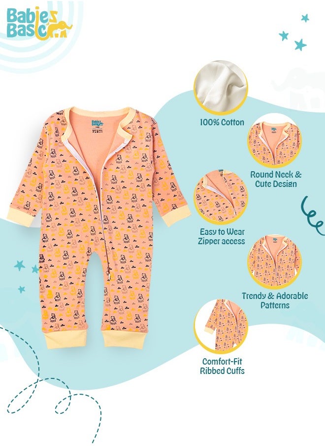 Babies Basic - 100% Cotton Printed Long Sleeves Jumpsuit/Romper/Sleepsuit For Babies - Image 1