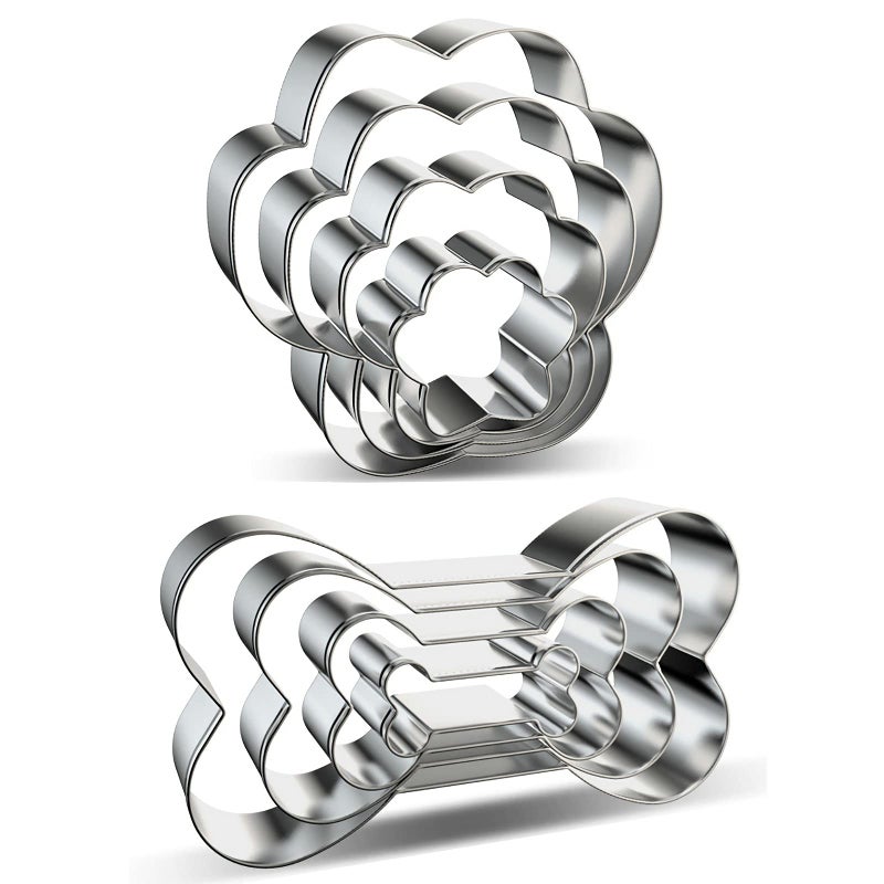Dog Bone and Dog Paw Print Cookie Cutters Baking Set Azflyife 8 Pieces Stainless Steel Metal Biscuit Cookie Mold for Homemade Treats