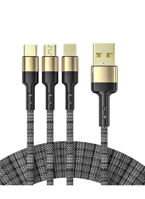 Multi Charging Cable, 3 in 1 Nylon Braided 4FT/1.5M Multiple USB Charging Cord Adapter, IP/Type C/Micro USB Port Connectors Compatible with iphone Cell Phones Tablets and More