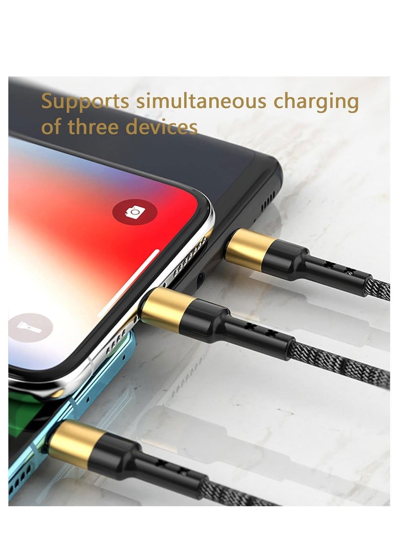 Multi Charging Cable, 3 in 1 Nylon Braided 4FT/1.5M Multiple USB Charging Cord Adapter, IP/Type C/Micro USB Port Connectors Compatible with iphone Cell Phones Tablets and More