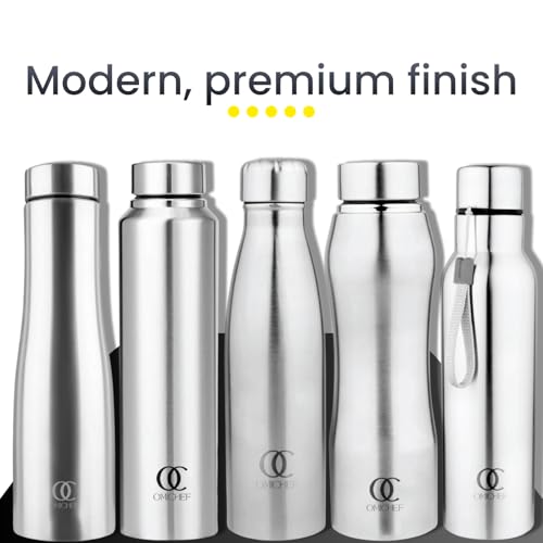 Omichef Stainless Steel sports Water Bottle, 750 ml water bottles, Single walled, Leak-Proof, Rust-free, Easy Grip, Easy to Carry, Travel Bottle, Silver (Pack Of 6) - Image 5