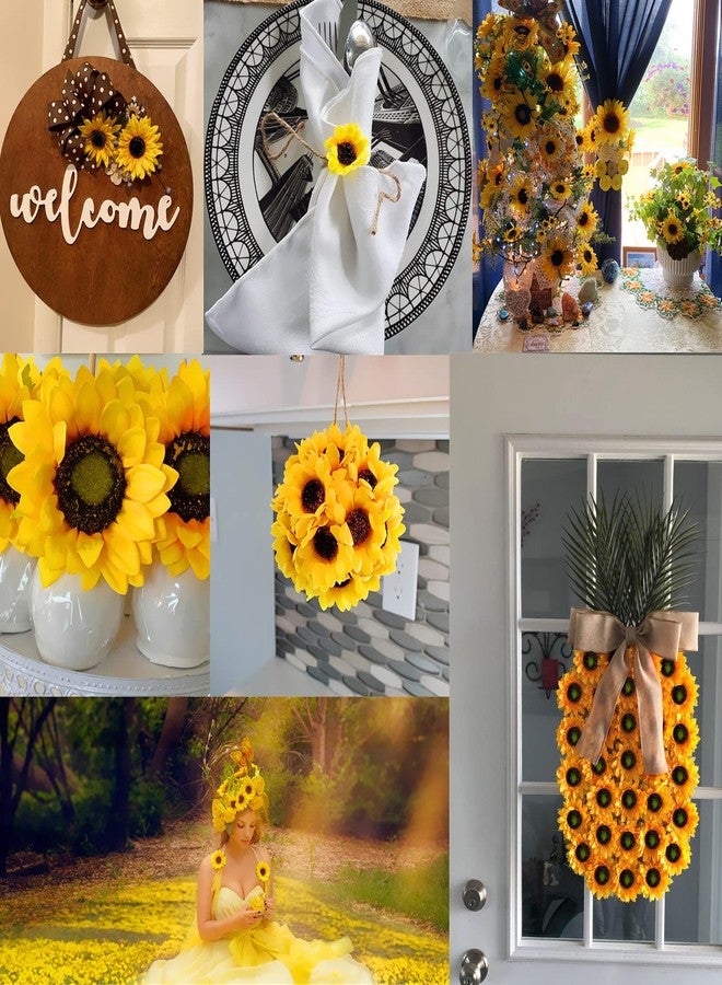 LEVINIS 130pcs Artificial Sunflower Heads 3.5'' 1.5'' Yellow Sunflower Floral Decor for Crafts Baby Shower Christmas Tree Birthday Party Wedding Wreath DIY Decoration - Image 4