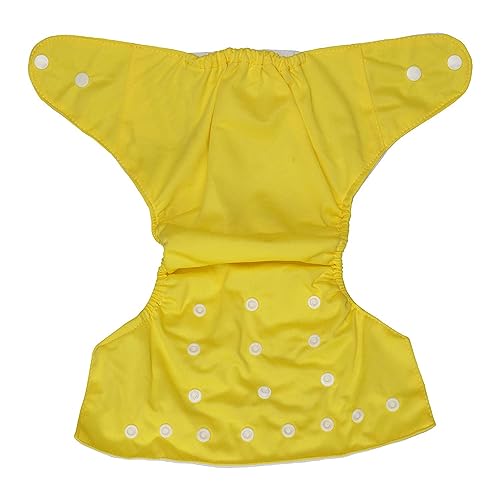 Alya Pocket Button Style Solid Reusable Cloth Diaper All in One Adjustable Washable Diapers Nappies With Insert for Toddlers/New Borns(SMALL;3-12 KGS)(YELLOW, PACK OF 1) - Image 2