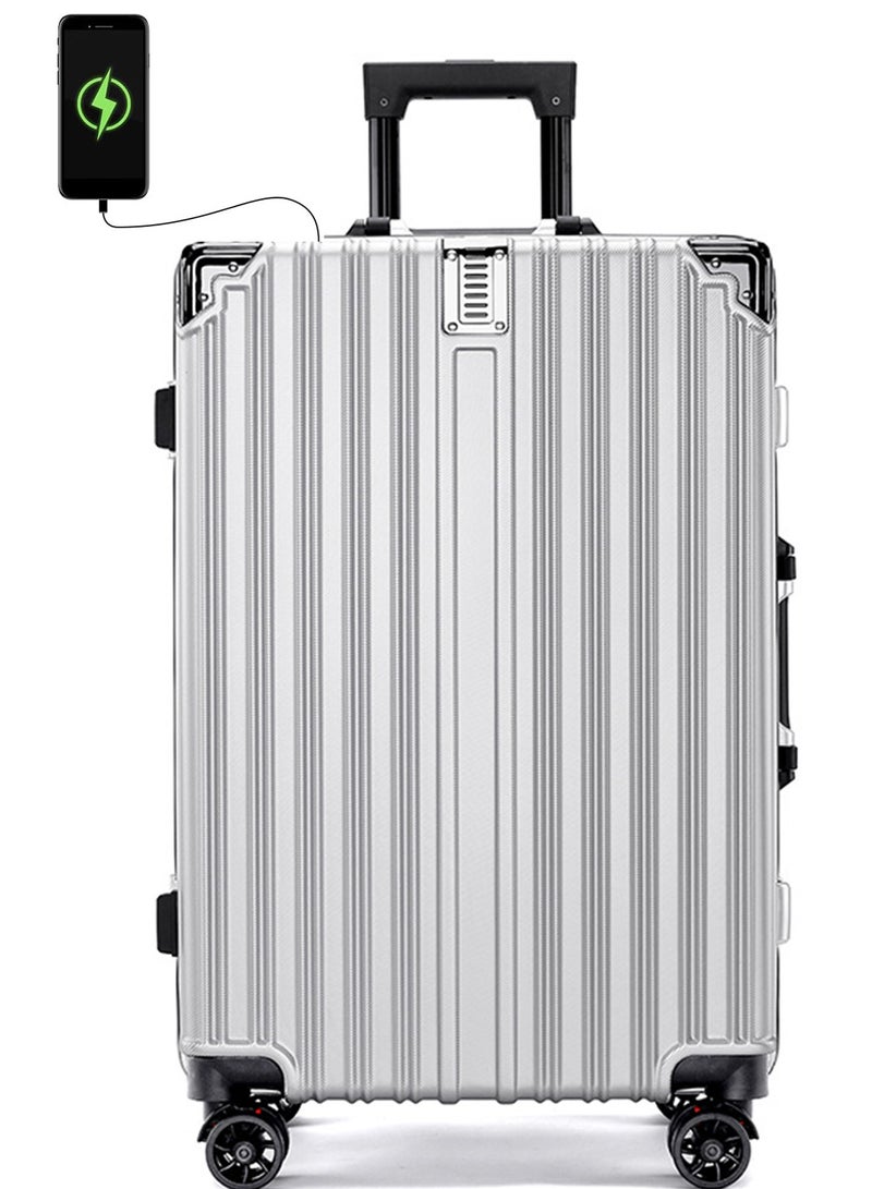 CityRiya-Long Hardside Luggage Carry on Travel Luggage 24 Inch Travel Suitcase Hard Shell ABS Travel Luggage Lightweight Trolley Bag Expandable Rolling Luggage with USB Charging Port and Spinner Wheels - Image 1