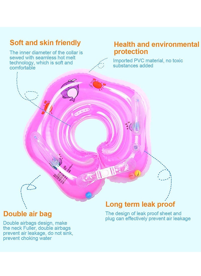 Generic - Swimming Baby Accessories Neck Ring Tube Safety Infant Float Circle for Bathing Inflatable Dolphin Inflatable Water (Rose) - Image 1