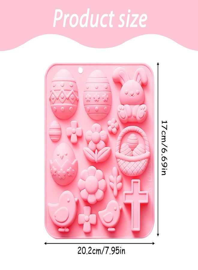 Fchil Easter Silicone Mold Set, Bunny Egg Cross Flower Basket Candy Making Molds for Chocolate Gummy, 2 Pack - Image 2