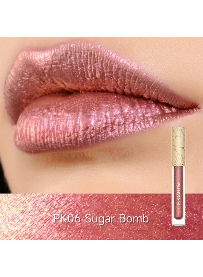 FOCALLURE FOCALLURE Metallic Liquid Lipstick,Non Stick Cup Lip Gloss,High Impact Lip Color with Transfer-proof Wear,Long Lasting & Waterproof Lipstick Makeup for Women,Sugar Bomb - Image 2