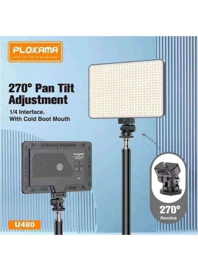 Plokama U480 - LED Photography Light - Rechargeable, 3 Colors Adjustable - 270° Tilt, Ultra-Slim Portable Design with Type-C Charger - Black - Image 5