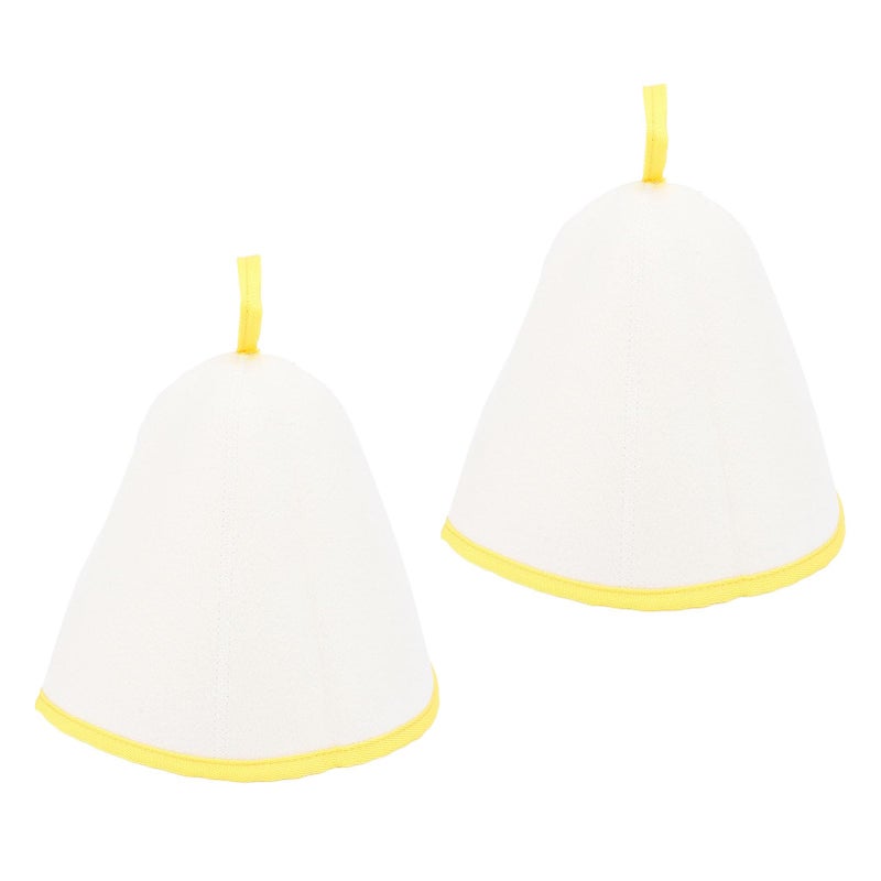 2PCS Thickened Felt Sauna Shower Hat Water Absorbing Hair Drying For Men And Women White Yellow - Image 5