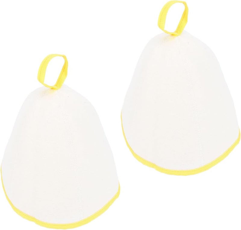 2PCS Thickened Felt Sauna Shower Hat Water Absorbing Hair Drying For Men And Women White Yellow - Image 1