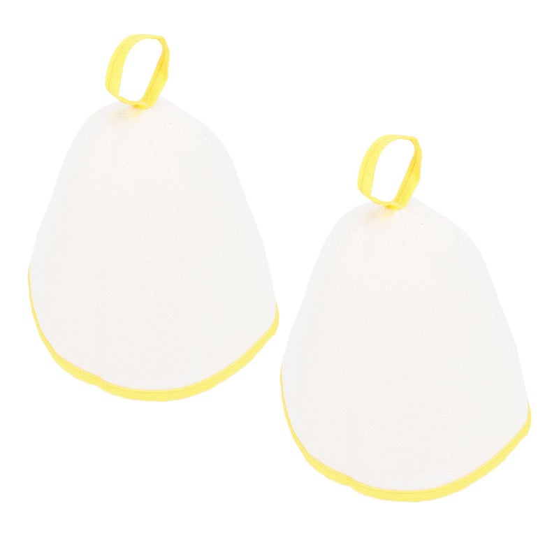 2PCS Thickened Felt Sauna Shower Hat Water Absorbing Hair Drying For Men And Women White Yellow - Image 3