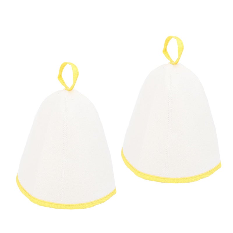 2PCS Thickened Felt Sauna Shower Hat Water Absorbing Hair Drying For Men And Women White Yellow - Image 4