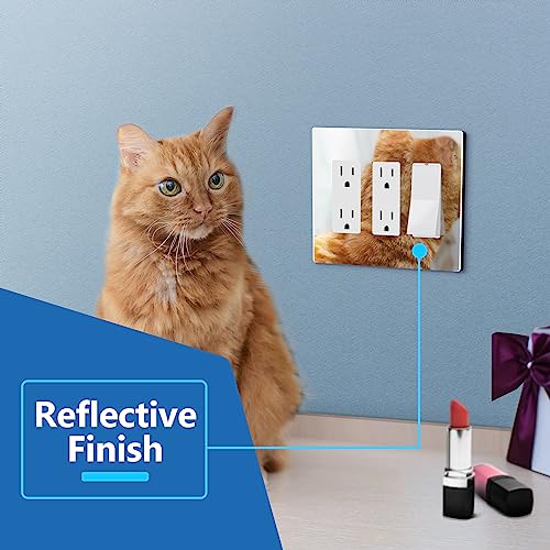 LIDER Triple Decorator Wall Plate Impact Resistant Plexiglass Reflective Finish Modern Upgrade Screwless Light SwitchOutlet Cover MidSize 3Gang 488 x 677 Acrylic Mirror Glass Silver - Image 3