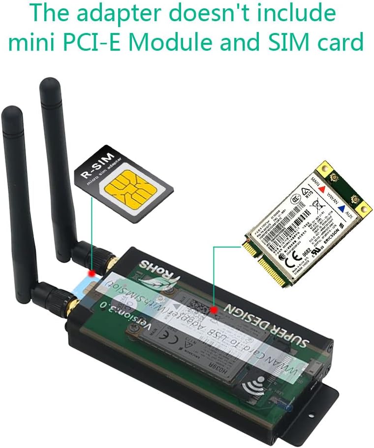 SUPERPLUS Mini PCI-E to USB Adapter with SIM Card Slot, WWAN/LTE Module Upgrade for 3G / 4G Network Card - Image 2