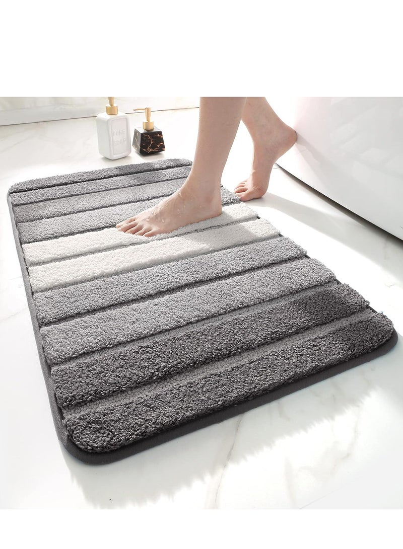 Bath Mat 40 x 60 cm, Extra Soft Absorbent Microfiber, Non-Slip Washable Rugs for Shower Floor, Bathmat Bathroom Accessories Decor, Grey - Image 1
